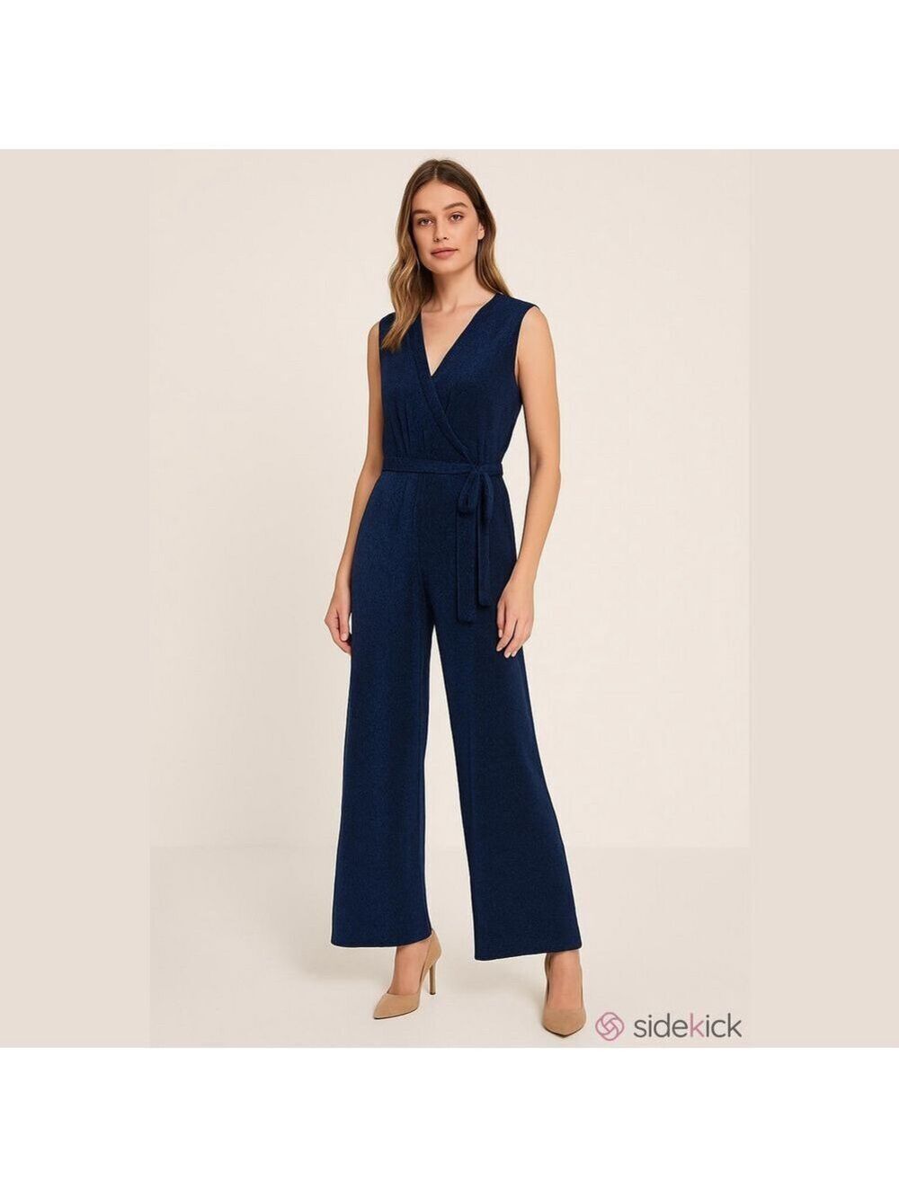 Bold & Chic Navy Blue “Sparkle”Sleeveless Jumpsuit, Plus Size 2X